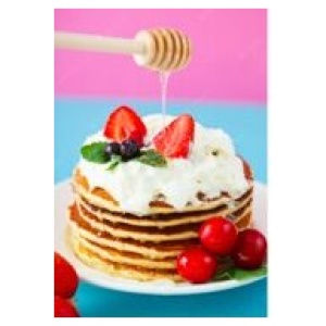 Strawberry pancakes (served with honey and cream)