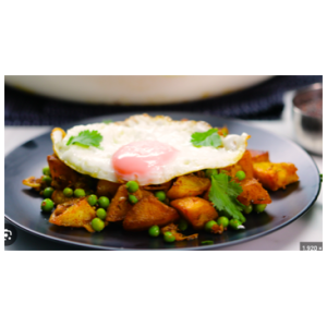 Peas ,Egg(Optional) and Potato wedge Hash